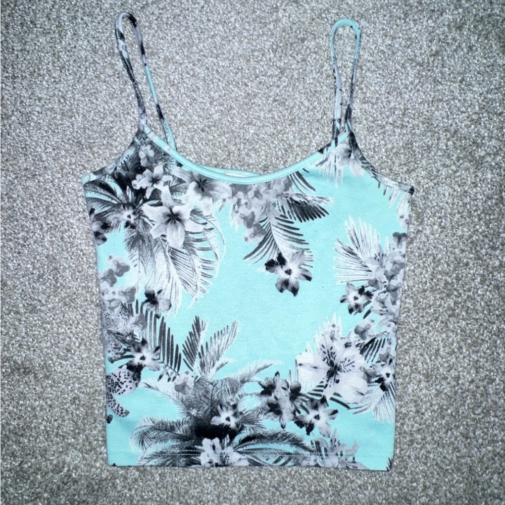 Floral Print Crop Top🩵